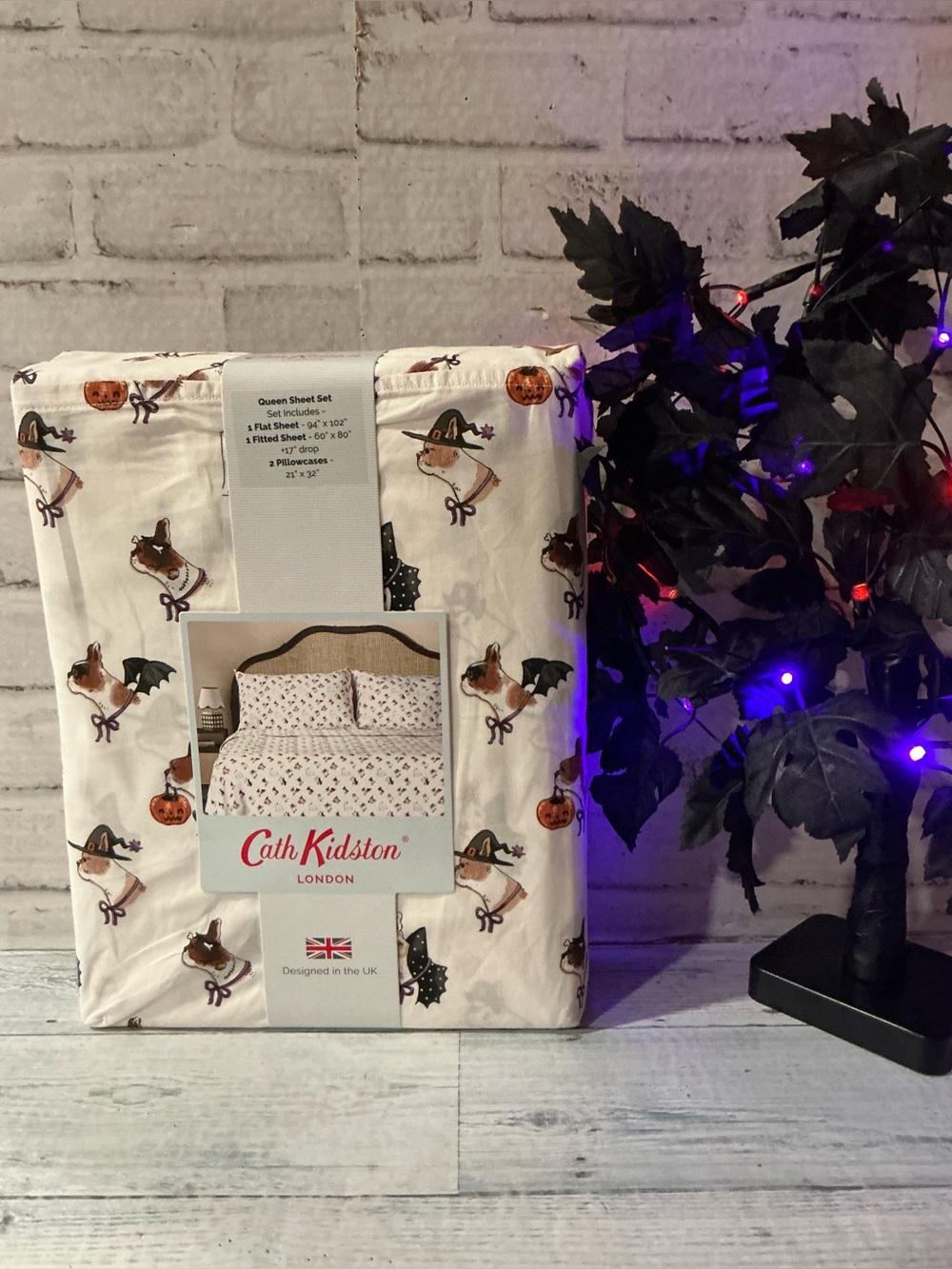 CATH KIDSTON 4Pc Queen Size cotton spooky dogs sheet set
